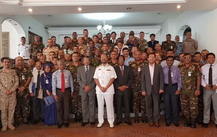 A delegation of 115 senior military and civil officials from the National Defence College in Dhaka paid a visit to BEI on 04 July 2019 to learn about its work and engage in a discussion on national and foreign policy issues