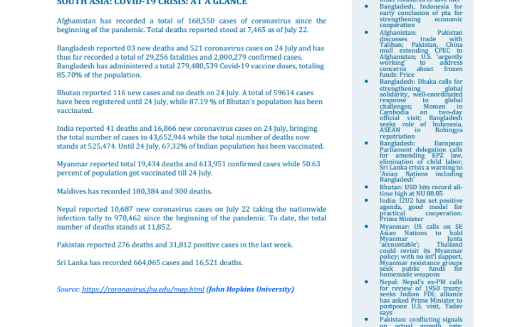 BEI Weekly News Highlights: Brief Highlights on Current Issues of South Asia, July 15, 2022-July 22, 2022