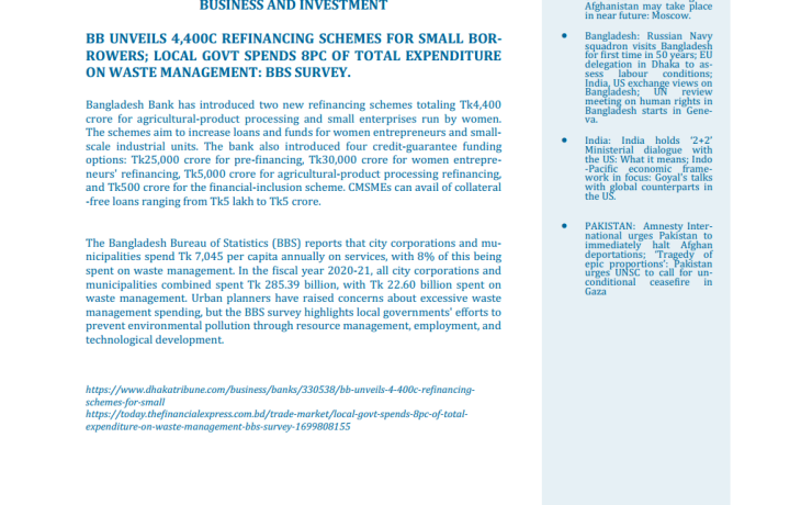 BEI Weekly News Highlights Brief Highlights on Current Issues of South Asia, 07-14 November 2023