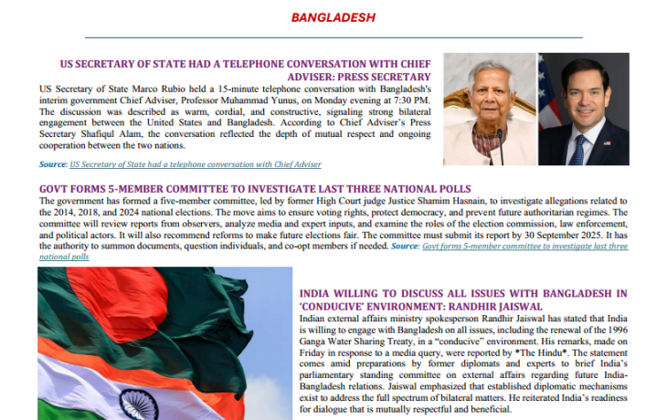 BEI Weekly News Highlights : Brief Highlights on Current Issues in South Asia, 22-30 June 2025