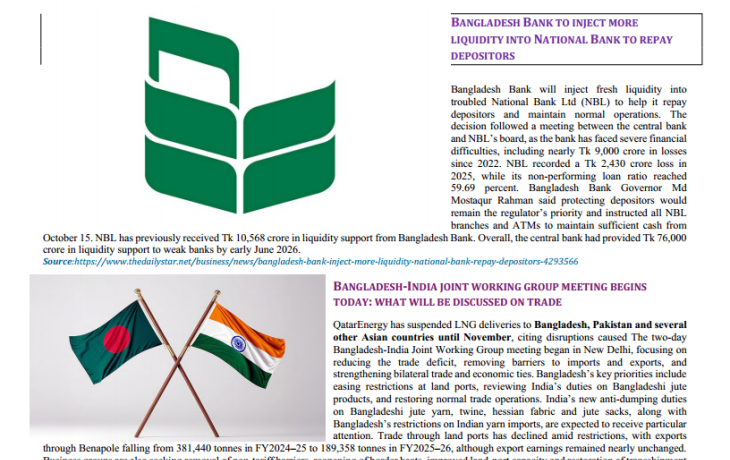 BEI Weekly News Highlights - Brief Highlights on Current Issues in South Asia, 4-8 October 2026